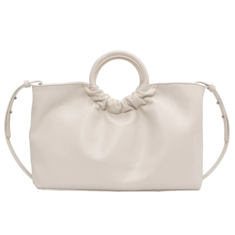 

Round Handle Design High Capacity PU Leather Shoulder Crossbody Bags For Women 2021 Simple Luxury Brand Travel Handbags
