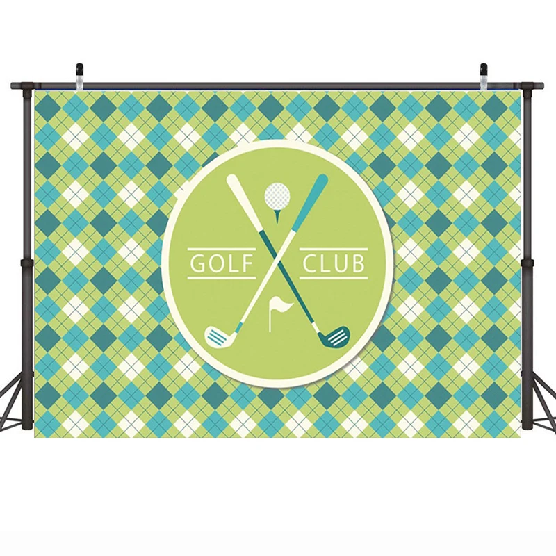 

Golf Player Amateur Club Happy Birthday Party Decor Backdrop Custom Banner Green Grassland Ball Sports Game Photo Background
