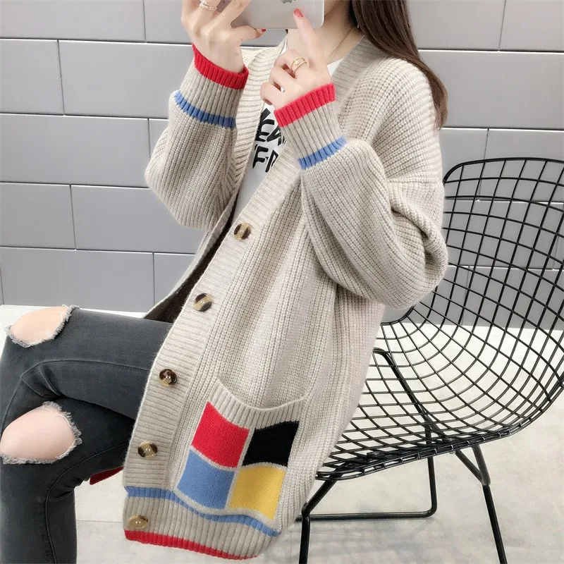 Популярный свитер для женщин Свободное длинное пальто кардиган Harajuku Manteau Femme Hiver