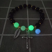 new creative korean diy black agate beads bracelet fashion simple alloy beads luminous bracelet