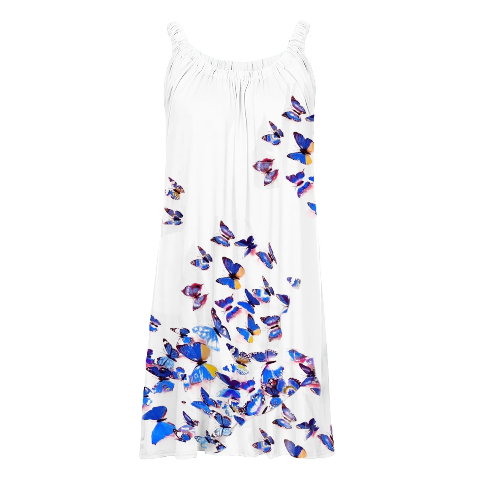 

Women's Plus Size Dress Sexy Sleeveless Hem Loose Beach Dress Butterfly Print Dress 2021 Elegant Dresses For Women Vestidos#G