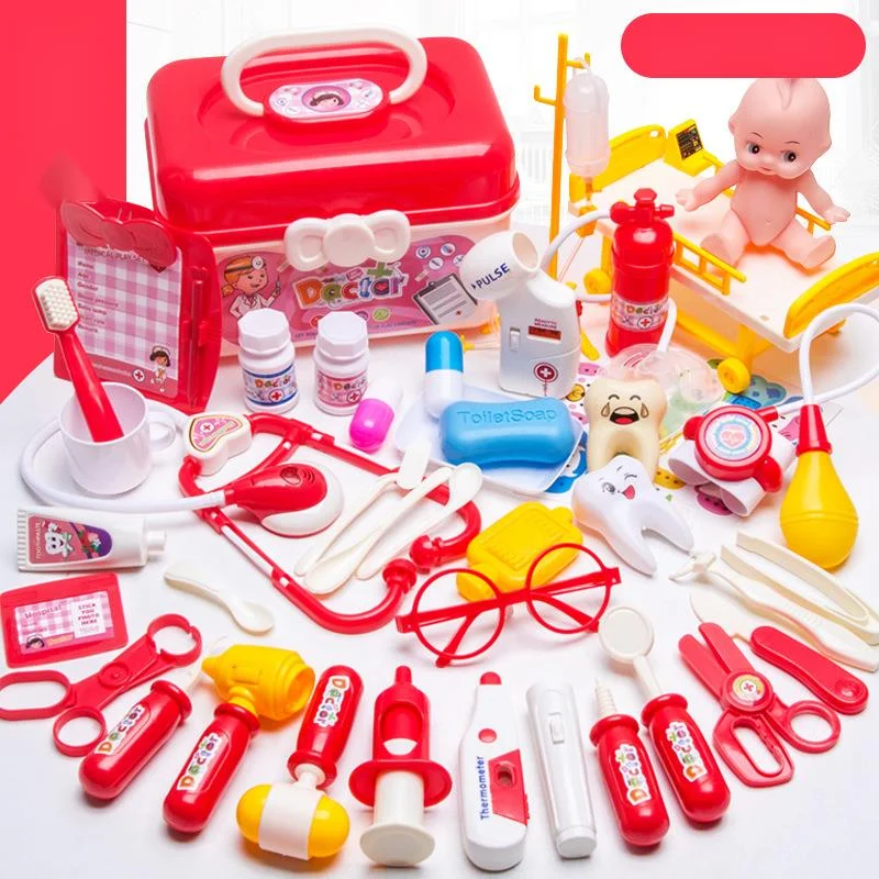 

Набор игрушек для ролевых врачей для детей, имитация медицинского оборудования, стетоскоп, Детская игровая коробка для хранения, подарок дл...