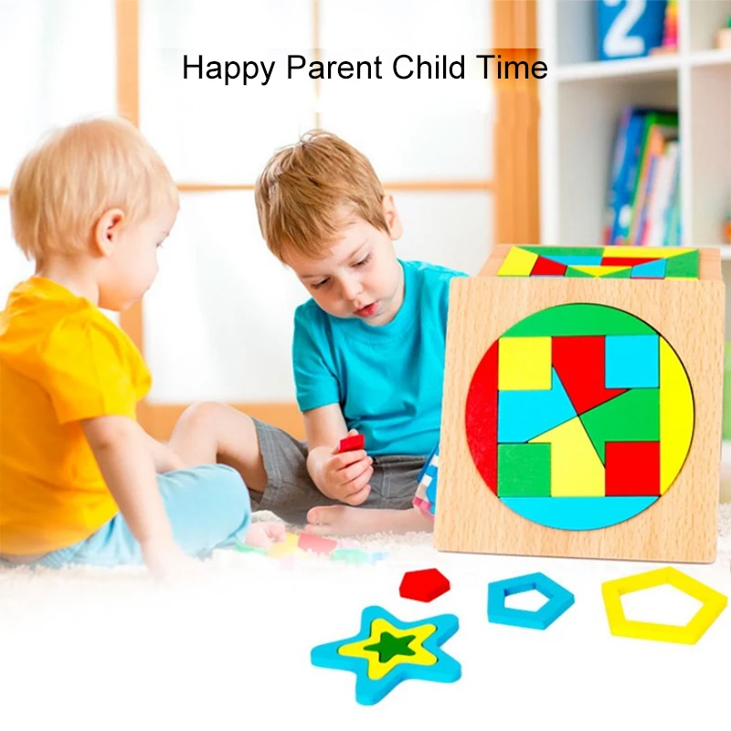 Деревянная головоломка Tangram геометрической формы для обучения детям мышлению