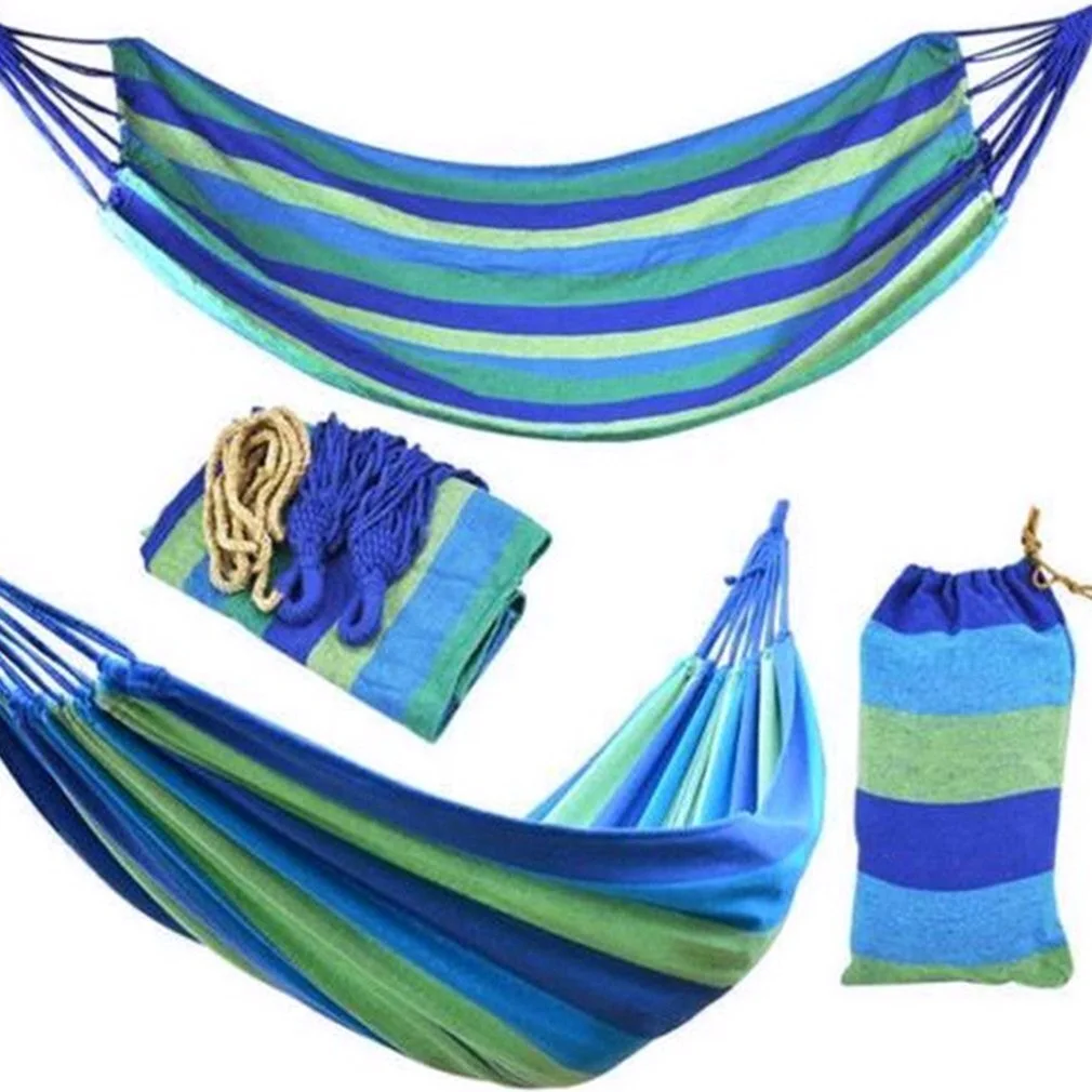 

280*80mm Striped Hammock Outdoor Leisure Bed Thickened Canvas Hanging Bed Sleeping Swing for Camping