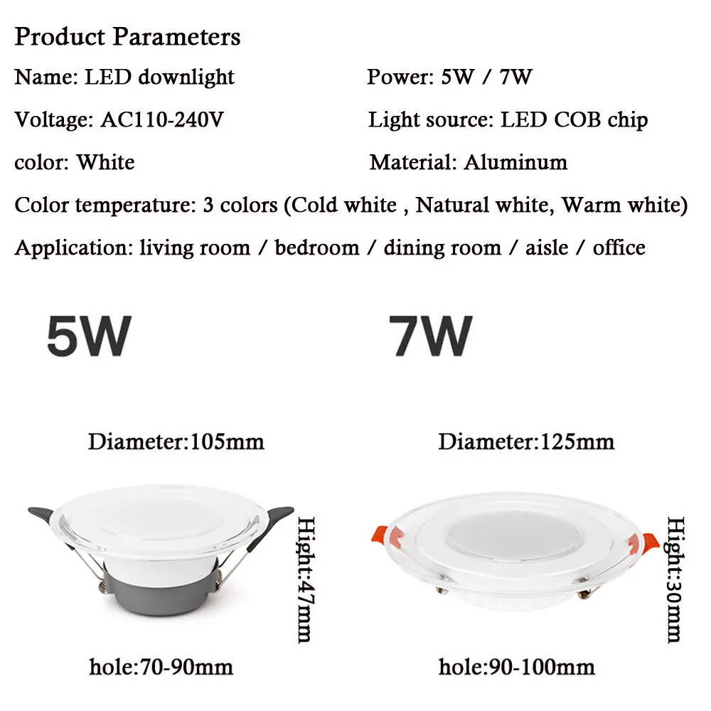 Светодиодный точечный светильник круглая панельная лампа потолочные утопленные
