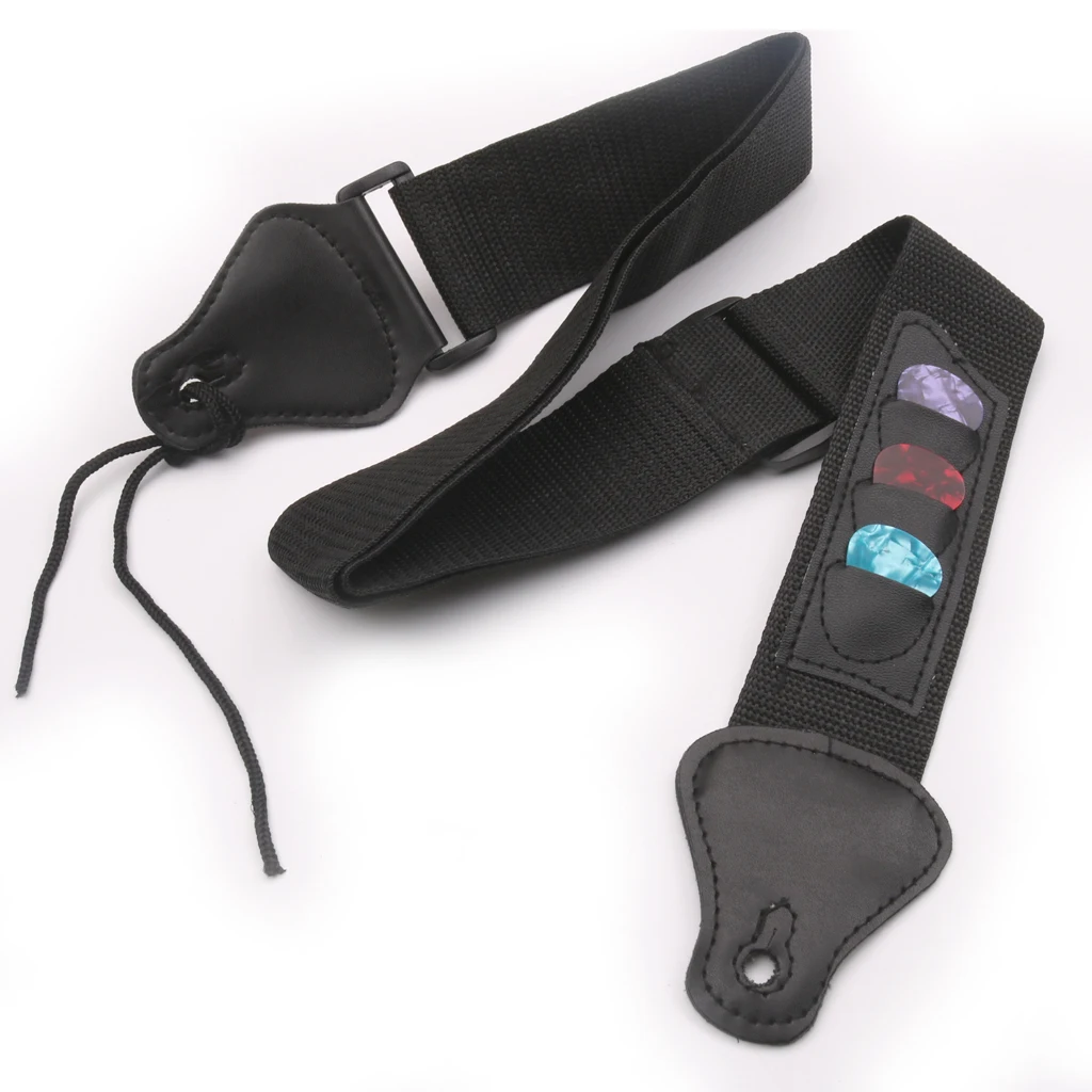 

Nylon Folk Guitar Strap Adjustable Electric Guitar Bass Guitar Strap Can Hold Picks Nylon Strap Guitar Accessories
