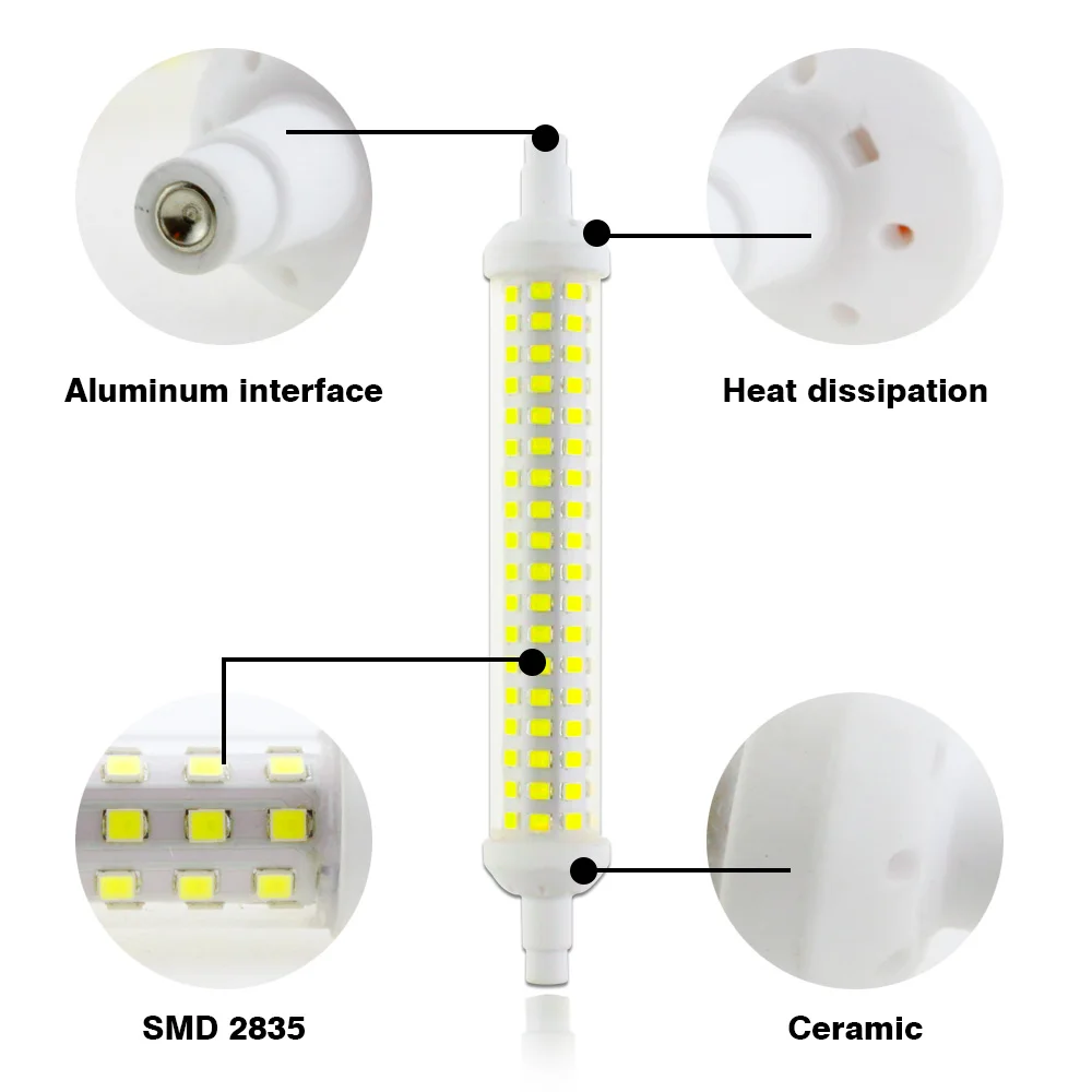 Светодиодная лампа R7S стеклянная трубка Cob Ac 220V Lampadas 78Mm 118Mm 135Mm заменить галогенный
