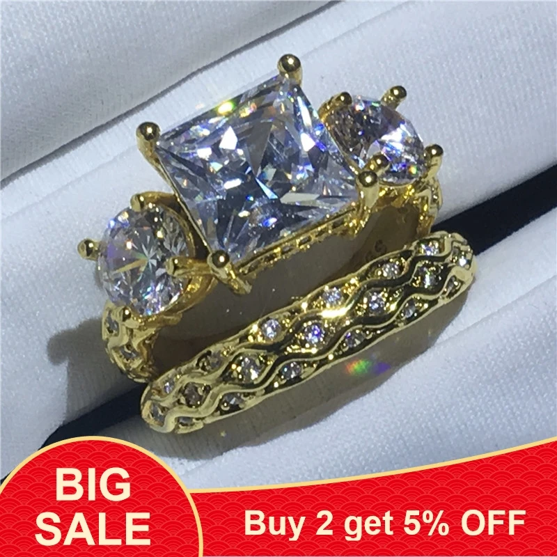 Комплект колец из серебра 925 пробы с фианитом | Украшения и аксессуары