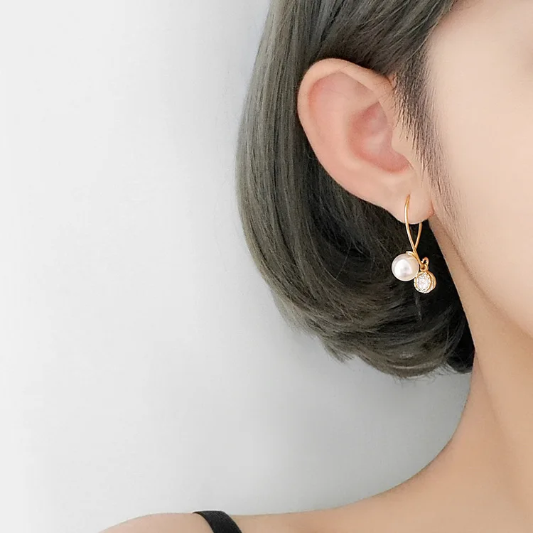 

S925 sterling silver geometric cross style shell beads earrings fashion atmosphere style earrings personality trendy earrings