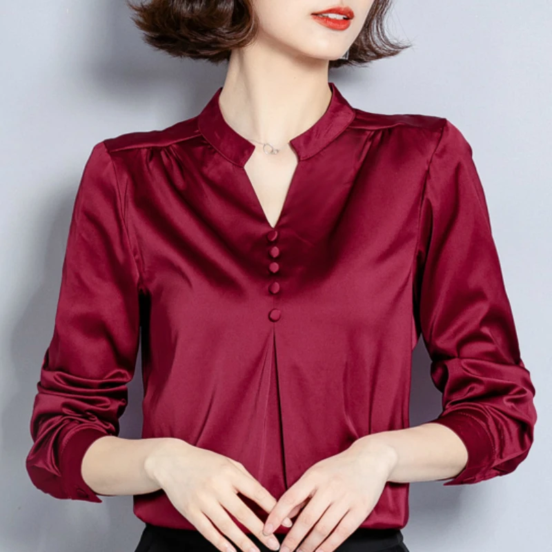 Blusas Mujer De Moda 2021 с длинным рукавом Женские рубашки размера плюс v образный ворот