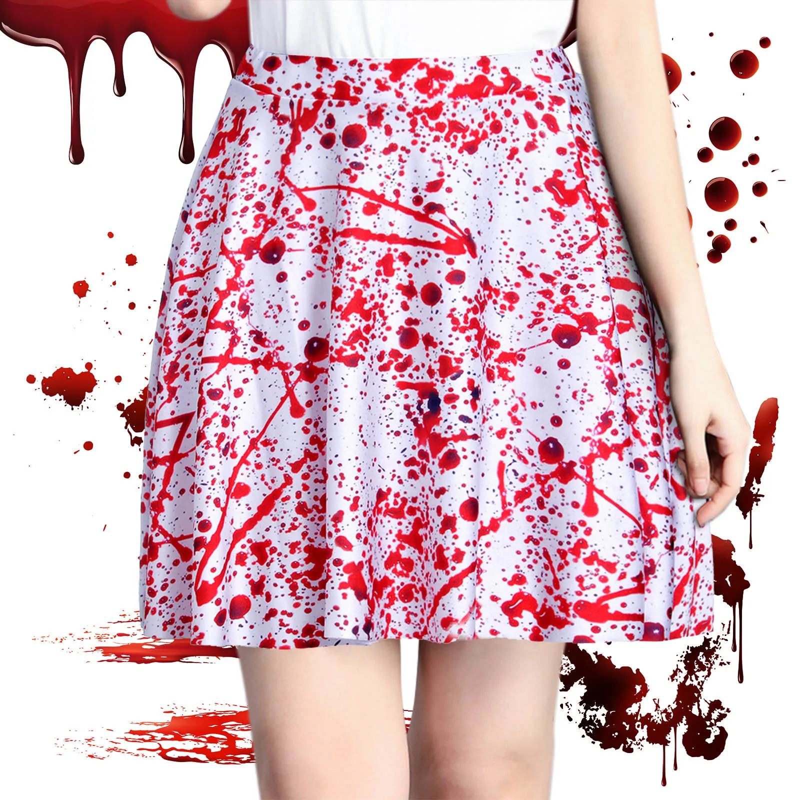 

Женская винтажная юбка вечерние принтом, белая хлопковая юбка трапециевидной формы, в готическом стиле, для Хэллоуина, Хэллоуина, 2021