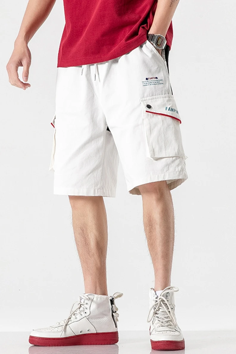 

Men's Cargo Shorts Streetwear Hip Hop Men Casual Shorts Multi Pockets Baggy Male Summer Shorts Patchwork Color M-5XL