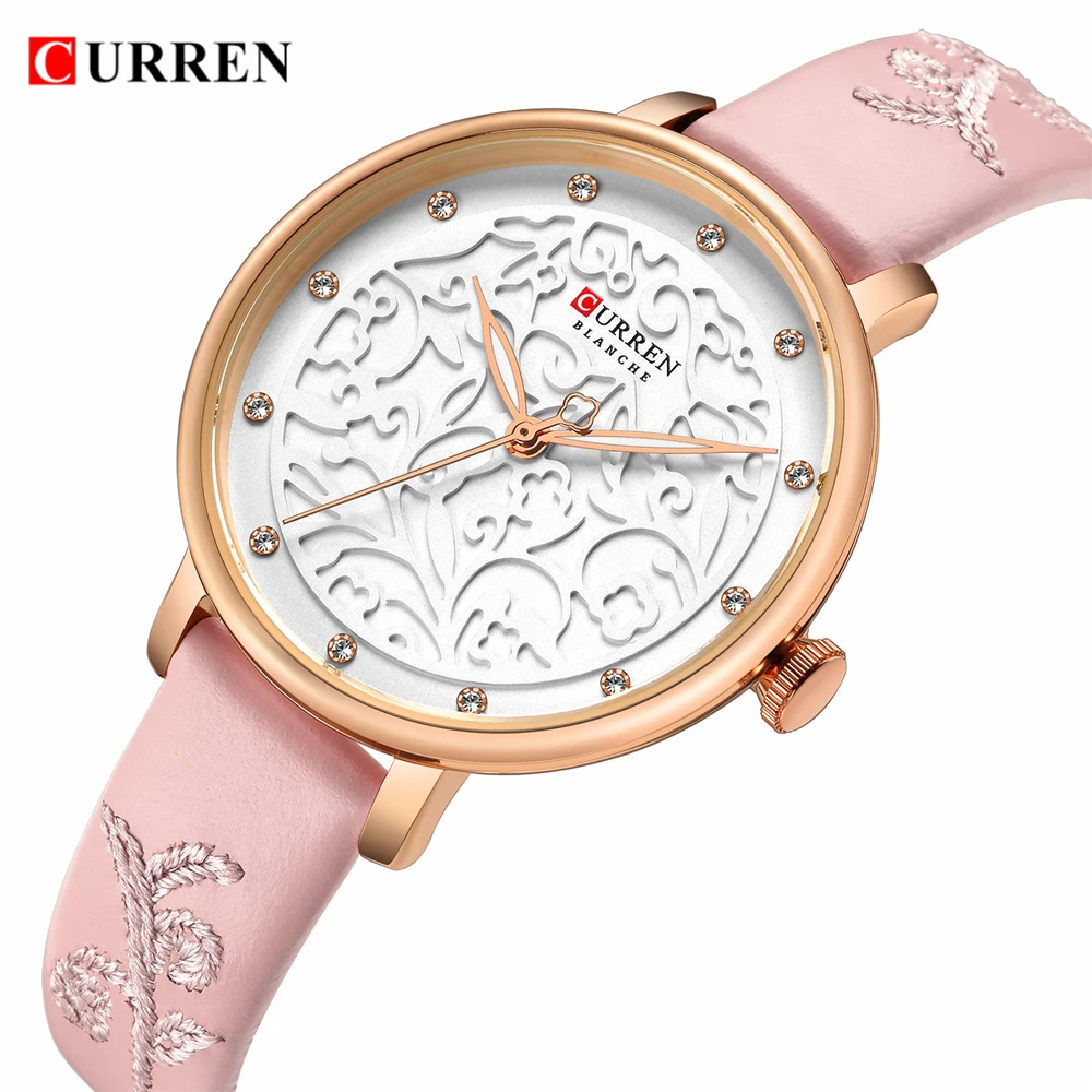Женские часы от бренда Reloj Mujer розовые LeatherTop деловые со стразами женские модные