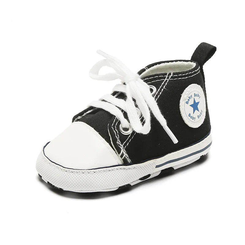 

Baby Shoes Boy Girl Star Solid Sneaker Cotton Soft Anti-Slip Sole Newborn Infant First Walkers Toddler Casual Canvas Crib Shoes