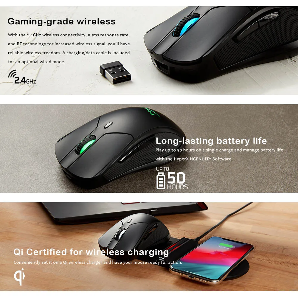 Kingston Pulsefire Dart Wireless Gaming Mouse Pixart 3389 Sensor Qi Certified for wireless charging 16000 DPI / 450 IPS 50G | Компьютеры и