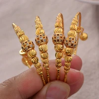 4pcs 24k african arab bead gold color kids bangles chind jewelry bangles newborn baby cuteromantic bracelets gifts