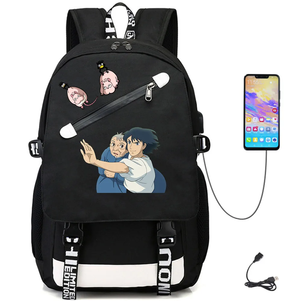 

Anime Spirited Away USB Oxford Teenger Student Casual Fabric Backpack Schoolbag Packsack High Quality Laptop Bag