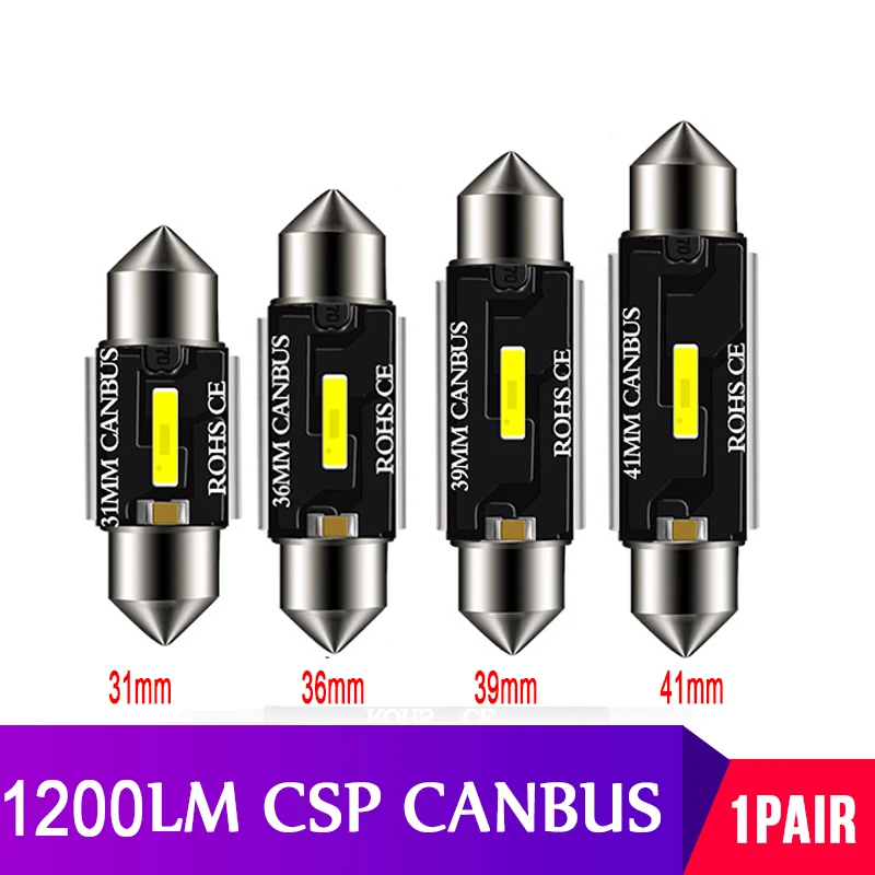 

2Pcs CSP 1860 Canbus Festoon c5w C10W Led Bulb 31mm 36mm 39mm 41mm 12V 24V Car Licence Plate Interior Reading Lights Error Free