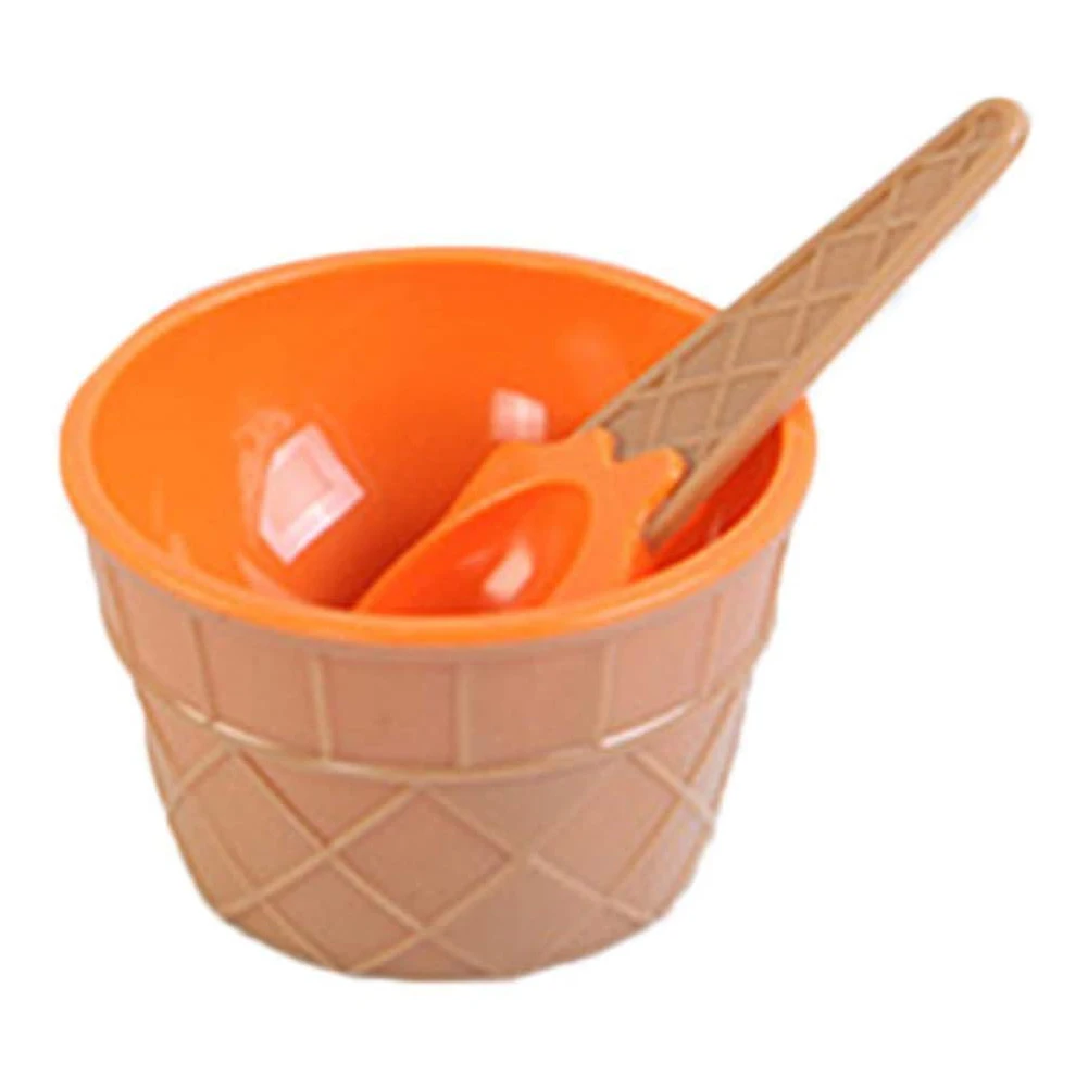 

Candy Color Ice Cream Bowl & Spoon Sets Durable Plastic Dessert Bowl Yougurt Cup Summer Festive Party Favors