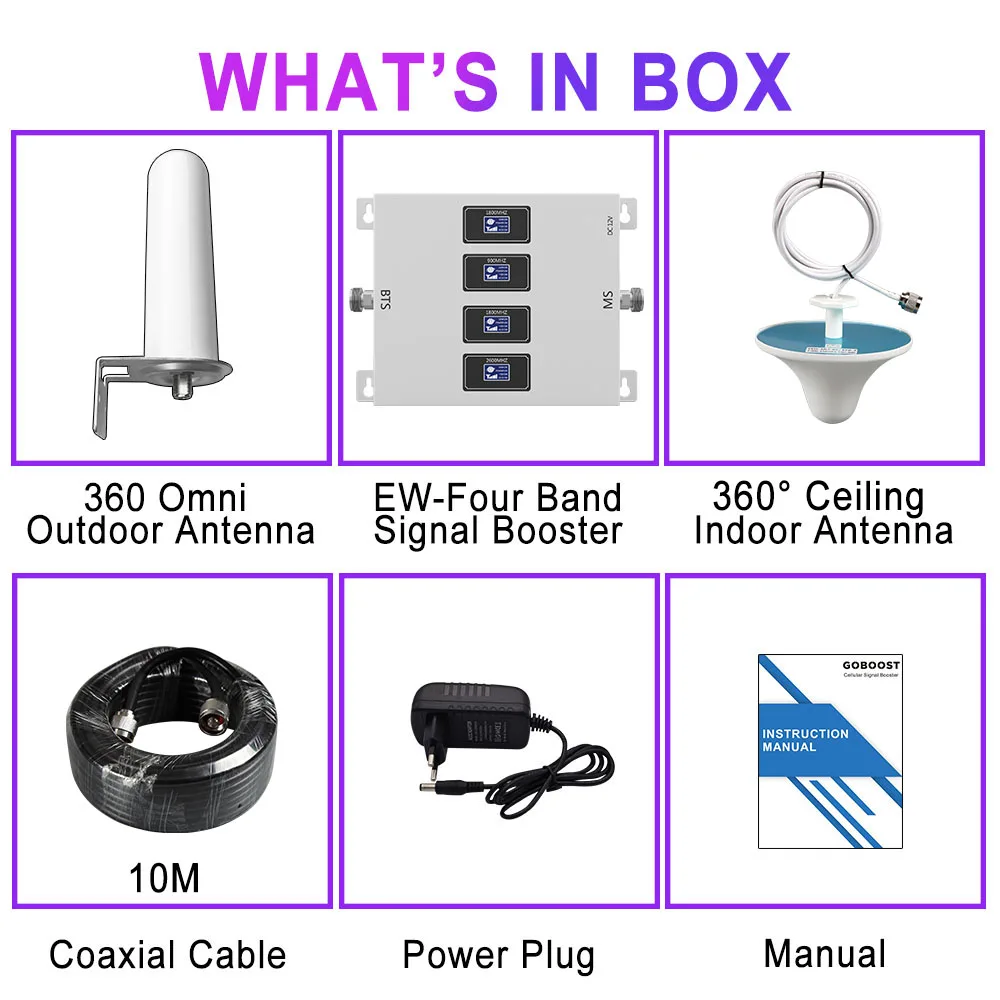 GOBOOST Sea Cruise Ship Signal Booster GSM 2G 3G Lte 4G Cellular Amplifier 850 900 1700 1800 1900 700 800 2600 MHz Repeater Kit | Мобильные