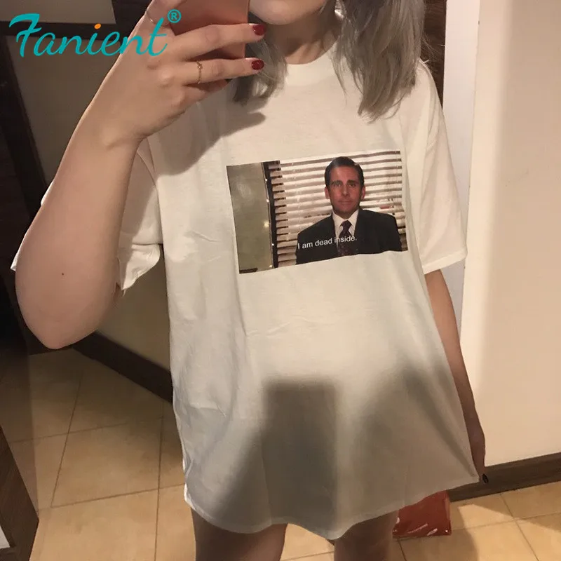HJN унисекс Tumblr Grunge Модная белая футболка офис Майкл Скотт I Am Dead Inside Quotes смешная