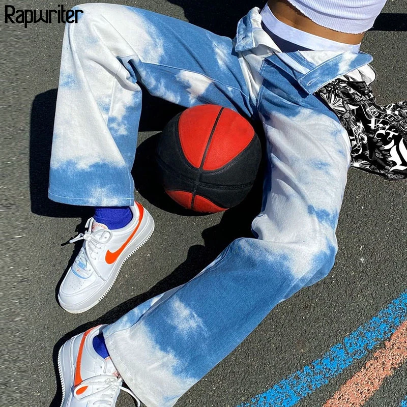 

Брюки женские прямые, с принтом тай-дай, с высокой талией, свободные, широкие, Капри с карманами, 2020