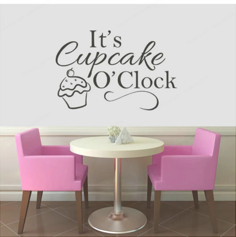 

YOYOYU Cake Dessert Vinyl Window Sticker It's Cupcake O'Clock Quote Art Wall Poster Cupcake ShopDecoration BakeryWall DecalHL150