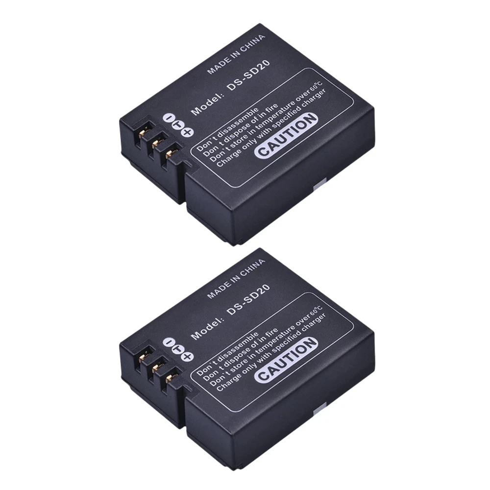 

2Pcs 1000mAh DS-SD20 SD20 DS SD20 Batteries for AEE Magicam SD18 SD19 SD20 SD21 SD22 SD23 SD30 Rollei 3S Action Sports Cameras
