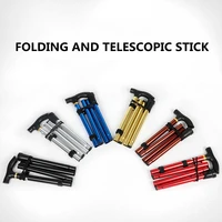4 section outdoor fold trekking poles camping portable walking hiking stick for elderly telescopic club easy put into bag