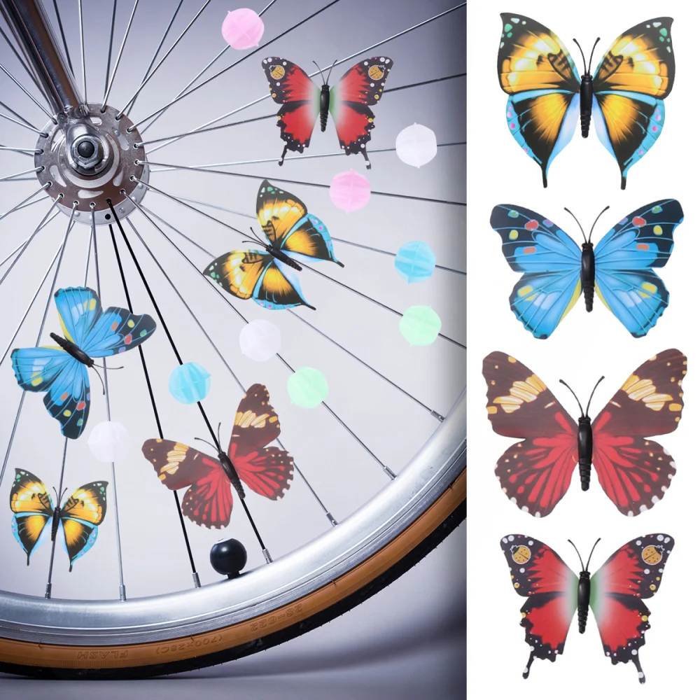 

WINOMO Set of Decor Bike 108pcs Wheel Spoke Beads Luminous Round Spoke Bead 30pcs Butterflies Clips 6pcs