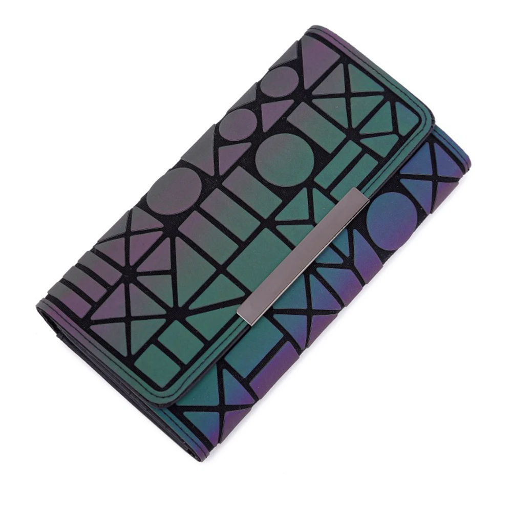 

Noctilucent Women Wallets Purse Geometry Luminous Ladies Clutch Phone Bag Female Zipperwallet Card Holder