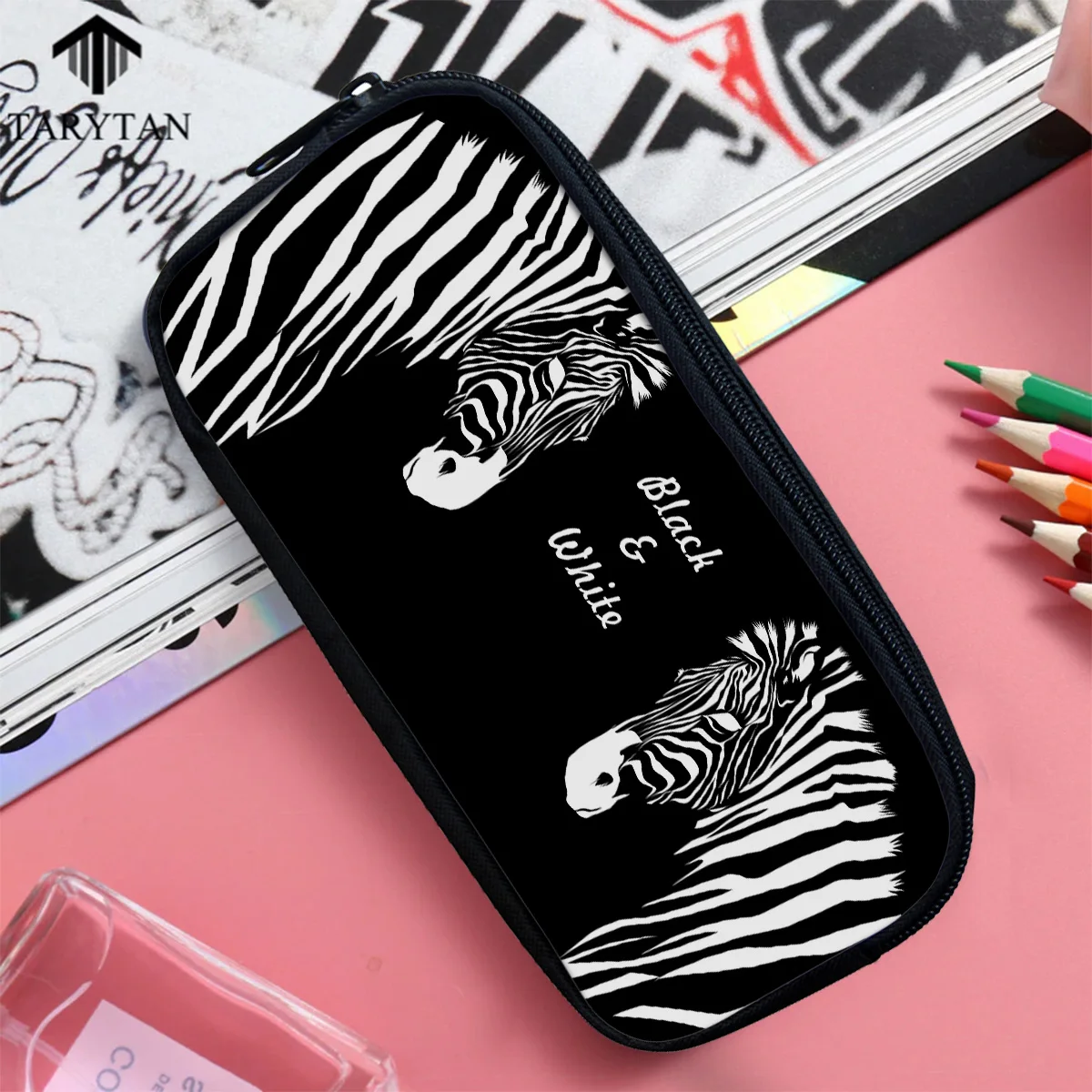Косметички на молнии скандинавские Зебра черный белый цвет сумка для макияжа с