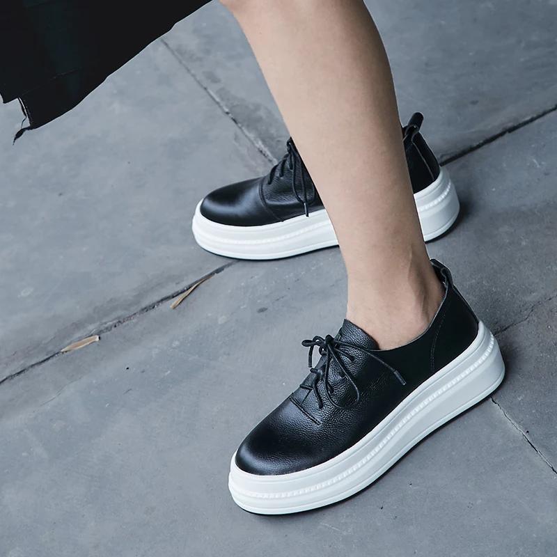 Туфли оксфорды женские из натуральной кожи мягкие удобные на платформе без