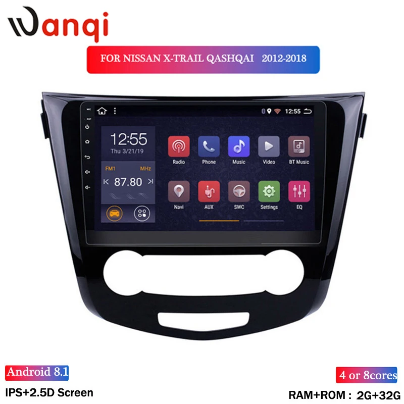 Wanqi 2 + 32G 10 1 дюймов Android 8 мультимедийное радио для NISSAN x-trail qashqai 2012-2018 GPS система