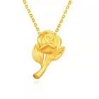 Ожерелье POFUNUO из настоящего золота 999 пробы с подвеской в виде Розы, цепочка из чистого 18-каратного золота AU750 для женщин, ювелирные изделия, свадебный подарок