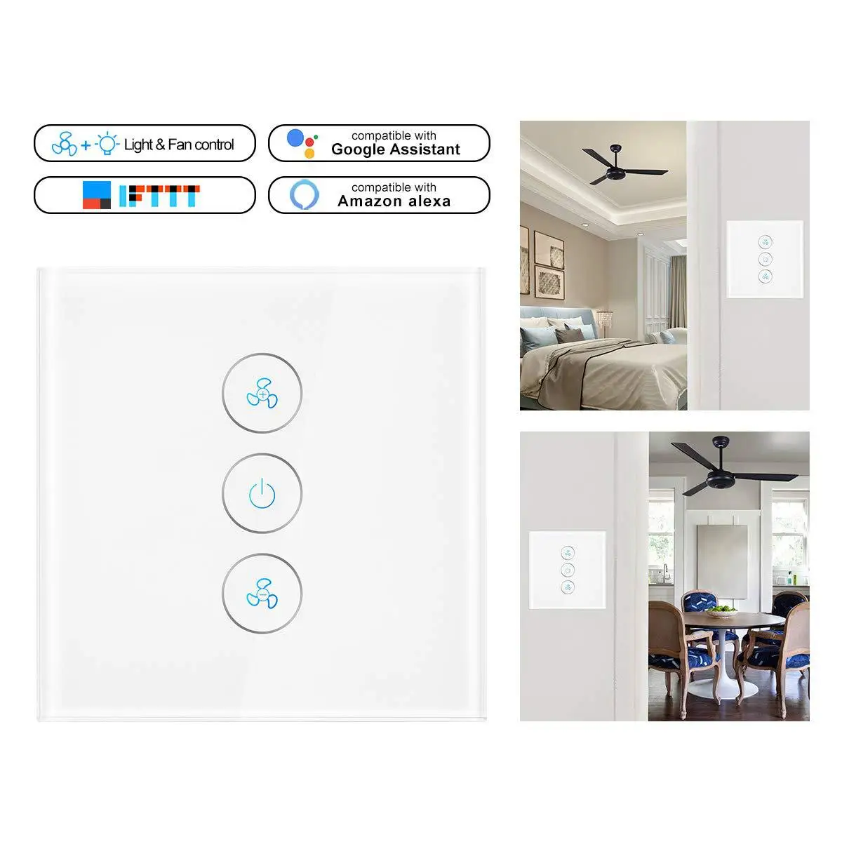 

Home Improvement WiFi Smart Fans Touch Switch Smart Life Remot Voice Control Wireless Wall Socket Panels For Alexa Google Home