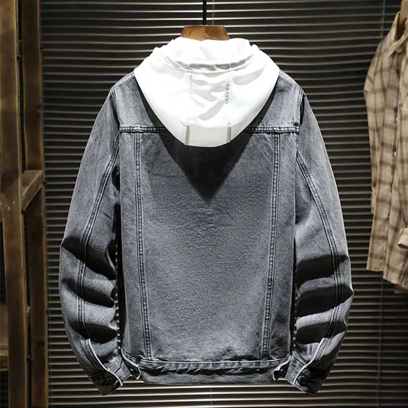 

Mcikkny Men Cargo Casual Jeans Jackets Multi Pockets Washed Denim jackets Coats For Male Size M-5XL