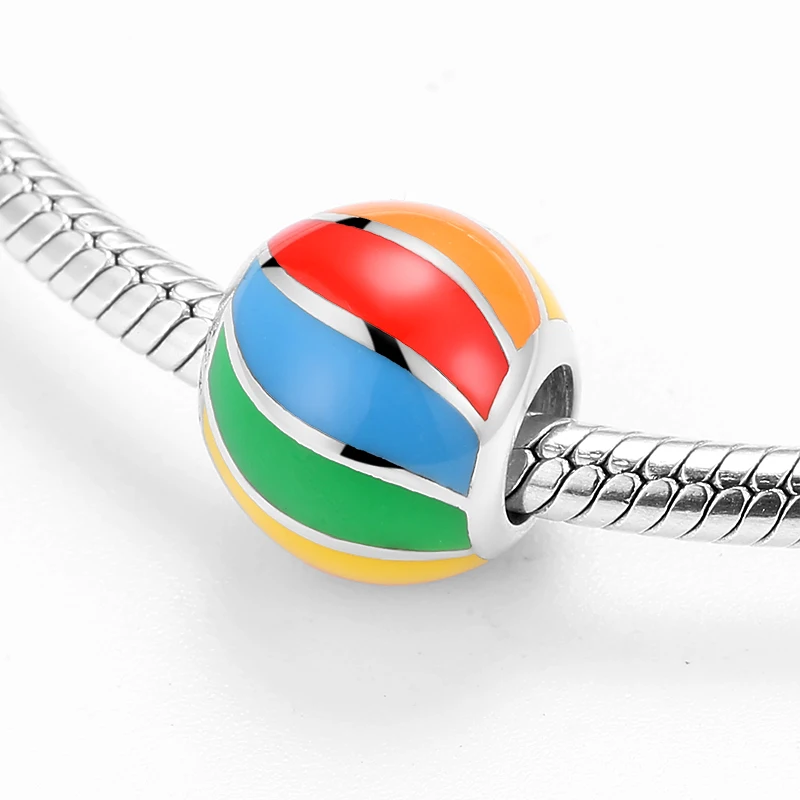 Хит Стерлинговое Серебро 925 пробы изысканные радужные полосы DIY бусины