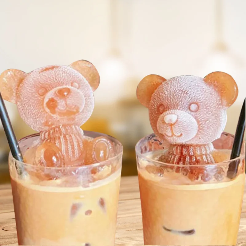 

2 Types of Vibrato with The Same Type of Ice Bear Net Red Bear Silicone Mold Coffee Milk Tea Diy Ice Mold Decoration Craft Mold