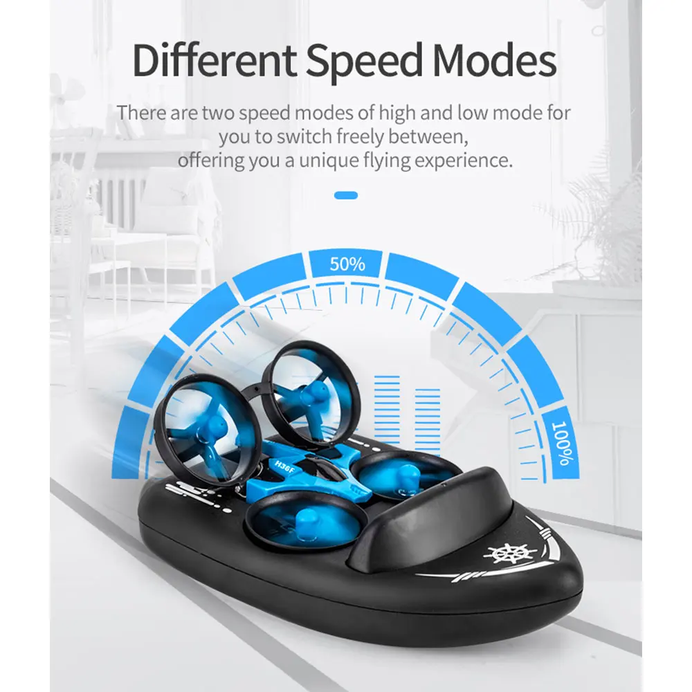 Обновленная модель дрона H36F 1/20 игрушки 2 4G Sea Land Air 3 в 1 Многофункциональный