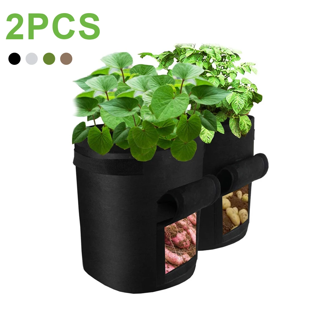 

2Pcs Plant Growth Bags Home Garden Potato Tomato Carrot Pots Greenhouse Vegetable Planting Bag Garden Growing Bags Seedling Pot