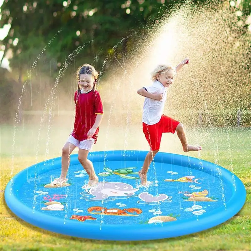 

100/150/170cm Inflatable Spray Water Cushion Summer Kids Pets Play Mat Lawn Games Pad Sprinkler Toys Outdoor Tub Swiming Pool