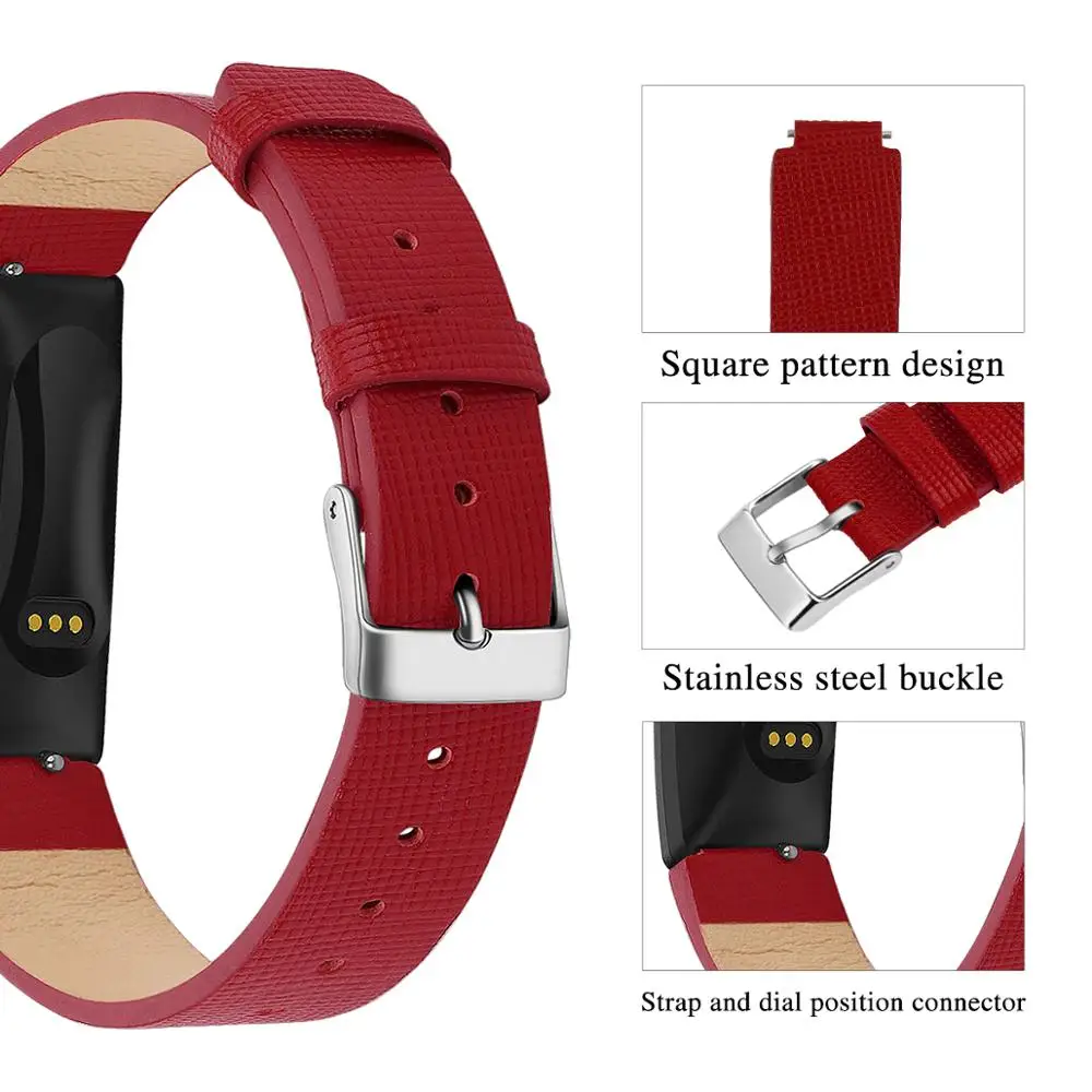 Для Fitbit Inspire/Inspire HR Band для женщин и мужчин кожаный квадратный узор ремешок