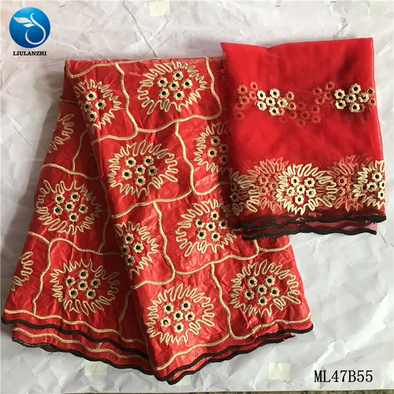 

LIULANZHI 2020 Royal blue Bazin riche getzner high quality embroidery Bazin cotton lace fabric with stones 5+2yards ML47B55