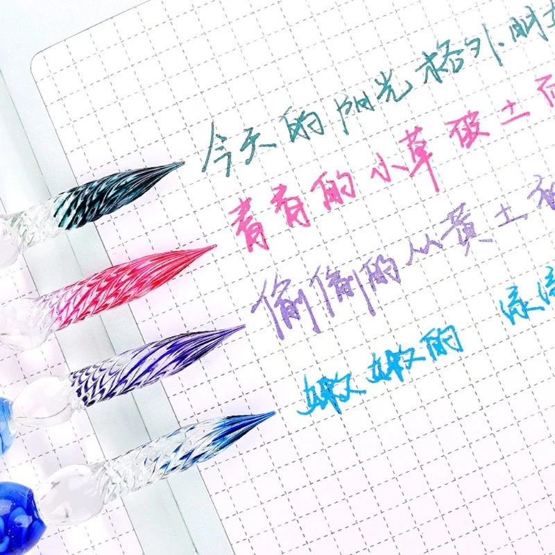 

Crystal Glass Dip Pen Set Non-carbon Ink Fountain Signature Pen Writing Tools