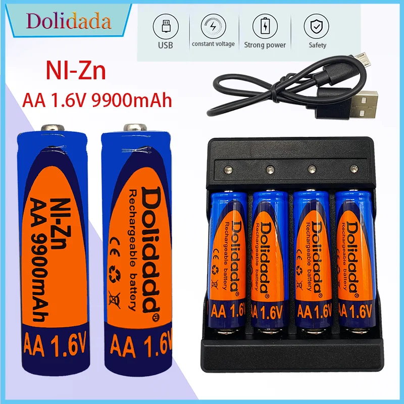 

Новая аккумуляторная батарея Ni-Zn AA 1,6 в, 9900 мАч, более стабильная зарядка, срок службы в 5 раз от аккумулятора серии 1,5 в, может быть переработа...