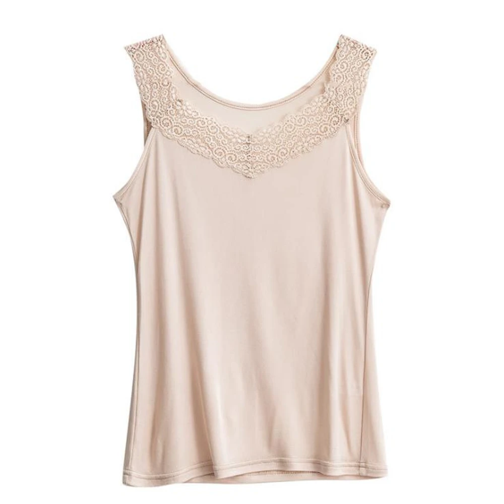 

70% Natural Silk Summer Undershirt Camisoles Bottoming Mujer Gilet Women Lace Camisole Tank Vest Shirt Sleeveless Casual Tops