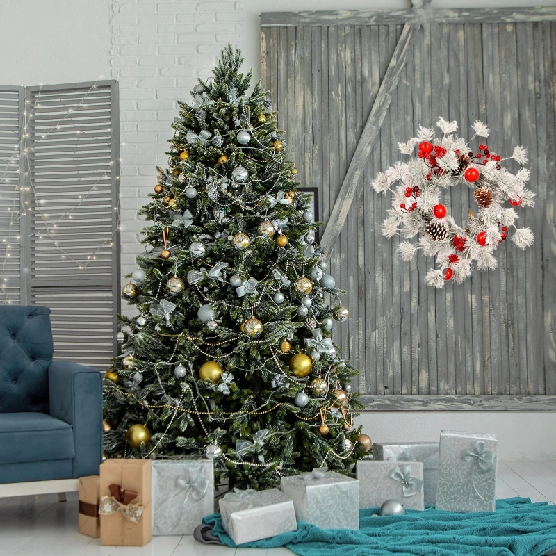 

Christmas Wreaths with Bells Decorations, Xmas Garland Ornament Artificial Home