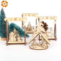 2PCS Lot DIY Creative Small Hollow Christmas Wooden Ornaments For Home Christmas Party Ornament Decorations Kids Gift Supplies