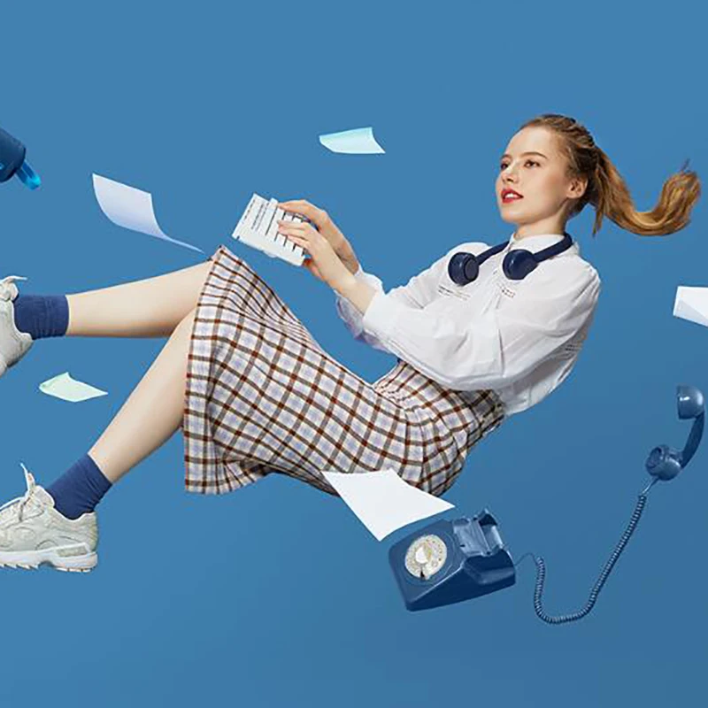 Персональный веер беспроводной шейный без лопасти перезаряжаемый через USB